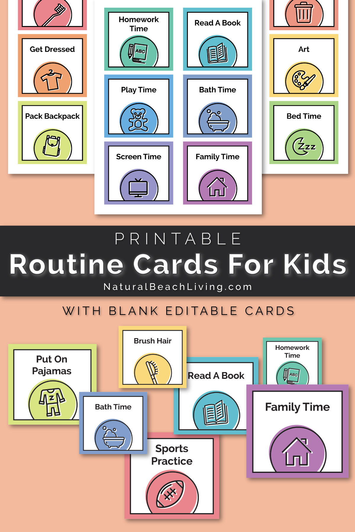 Visual Schedule - Free Printable Routine Cards - Natural Beach Living in Free Printable Schedule Cards