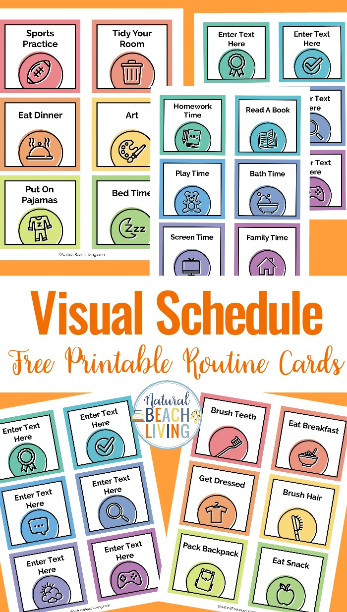 Visual Schedule - Free Printable Routine Cards - Natural Beach Living with regard to Routine Cards Printable Free