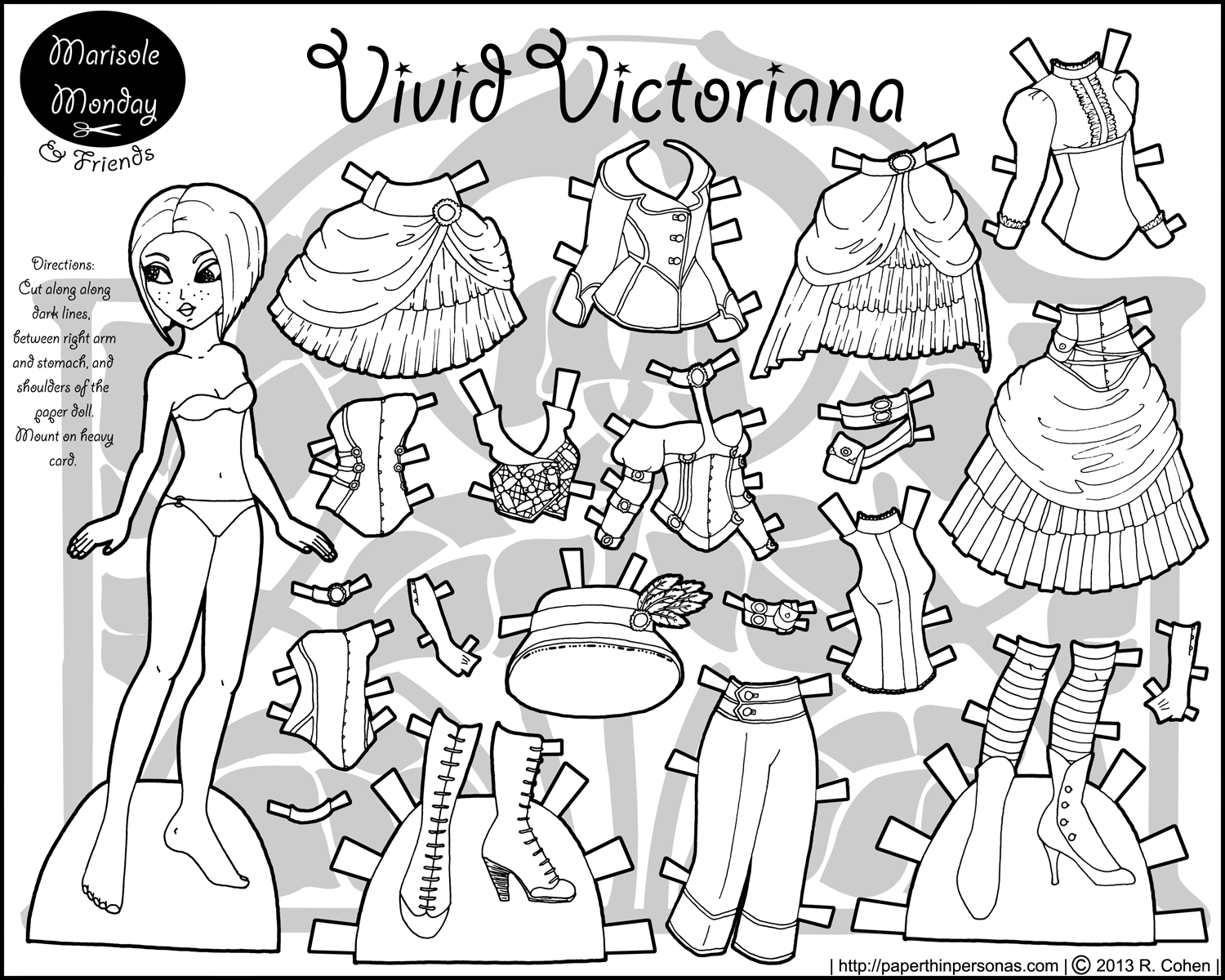 Vivid Victoriana- Free Printable Paper Doll pertaining to Free Printable Paper Dolls Black And White