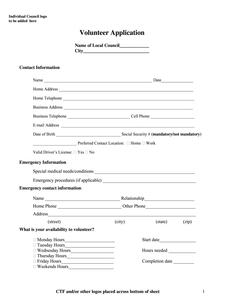 Volunteer Application Template - Fill Online, Printable, Fillable pertaining to Free Printable Volunteer Forms