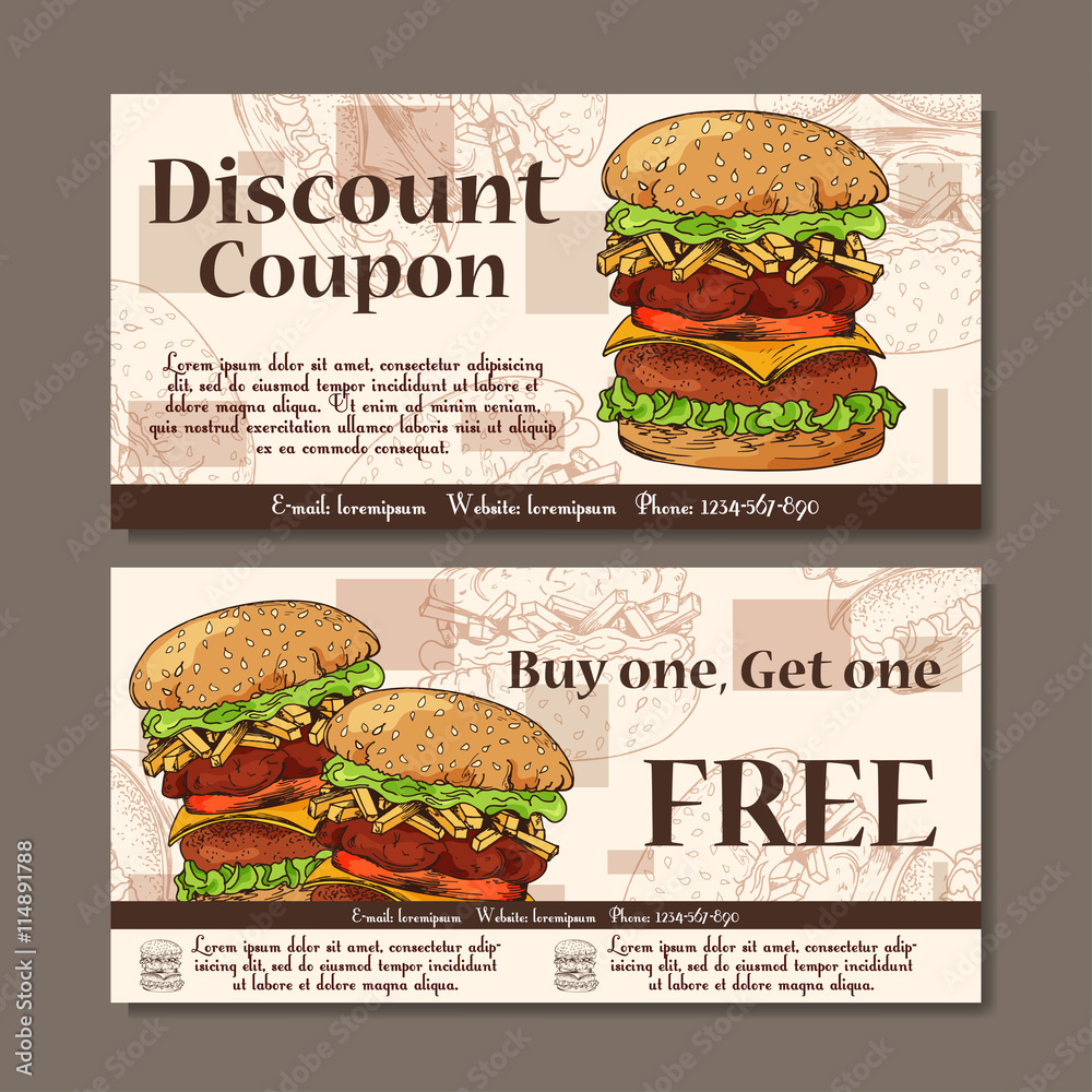 Voucher Template Design. Modern Style For Cafe, Restaurant. Coupon inside Free Online Printable Fast Food Coupons