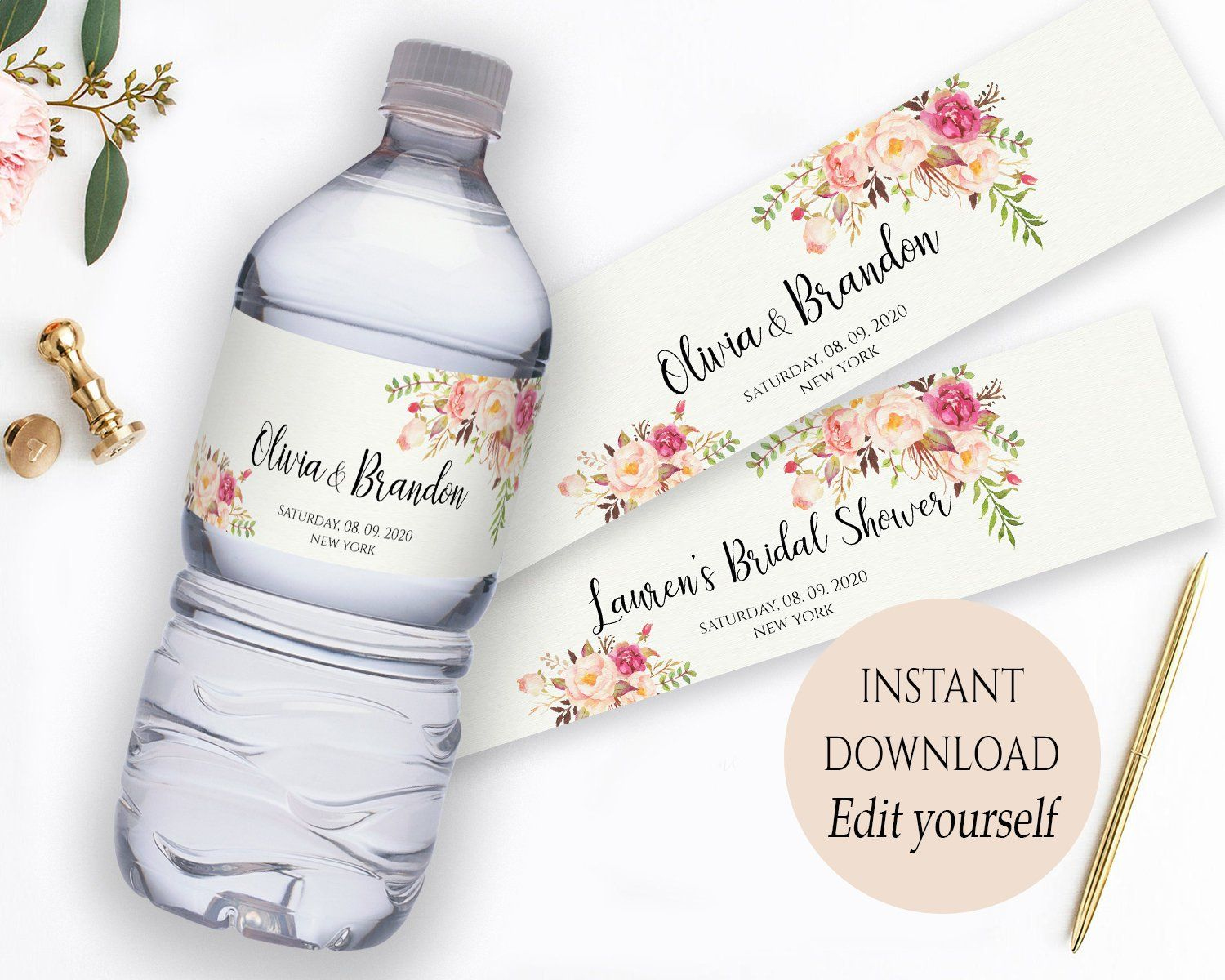 Water Bottle Label Template Pdf Instant Download Printable Custom inside Free Printable Water Bottle Labels Bachelorette