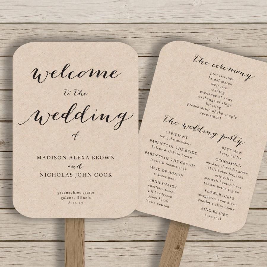 Wedding Program Fan Template - Printable Rustic Wedding Fan inside Free Printable Wedding Fan Templates