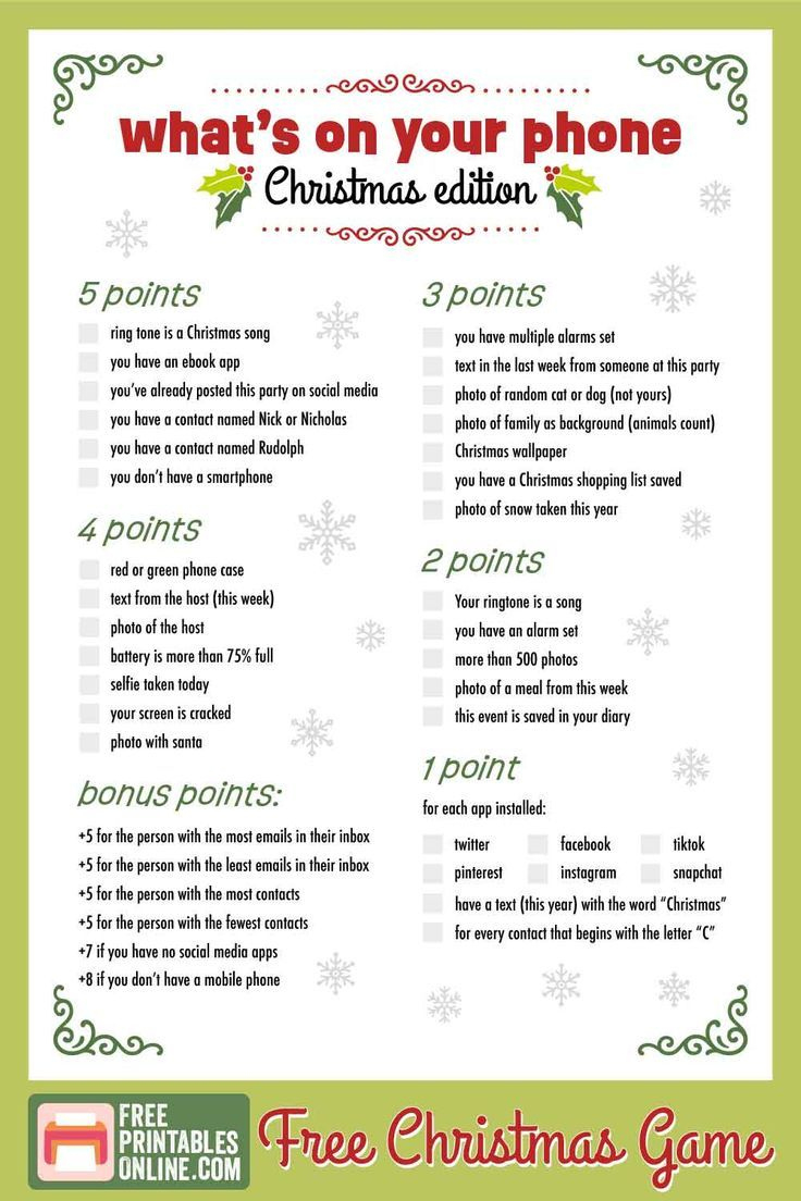 What'S On Your Phone Christmas Game Free Printable - Free regarding Free Online Printable Christmas Games For Adults