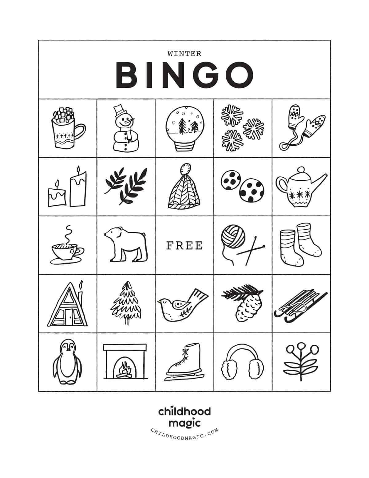 Winter Bingo - Childhood Magic intended for Winter Bingo Cards Free Printable