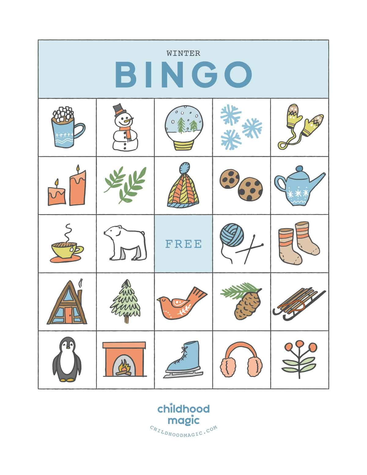 Winter Bingo - Childhood Magic regarding Winter Bingo Cards Free Printable