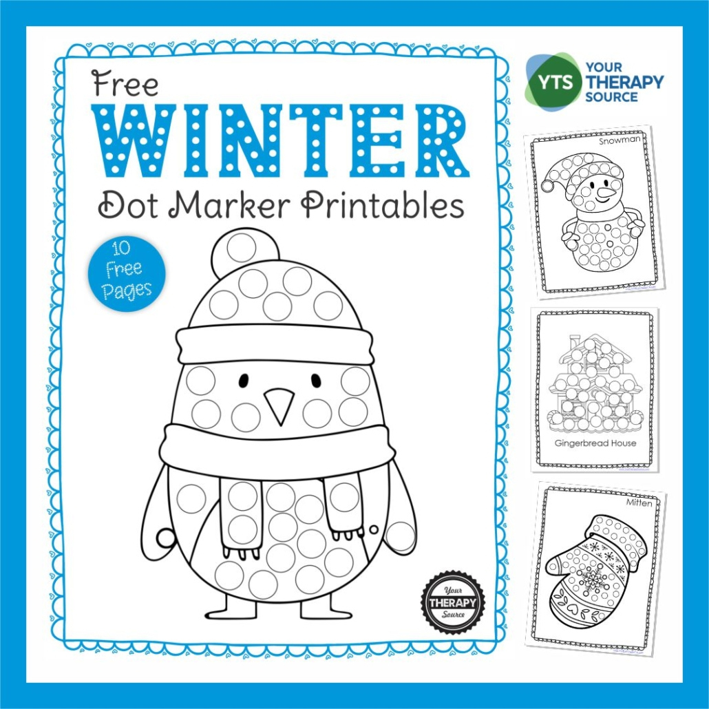 Winter Dot Art - Free Printable Packet - Your Therapy Source throughout Free Dot Painting Printables