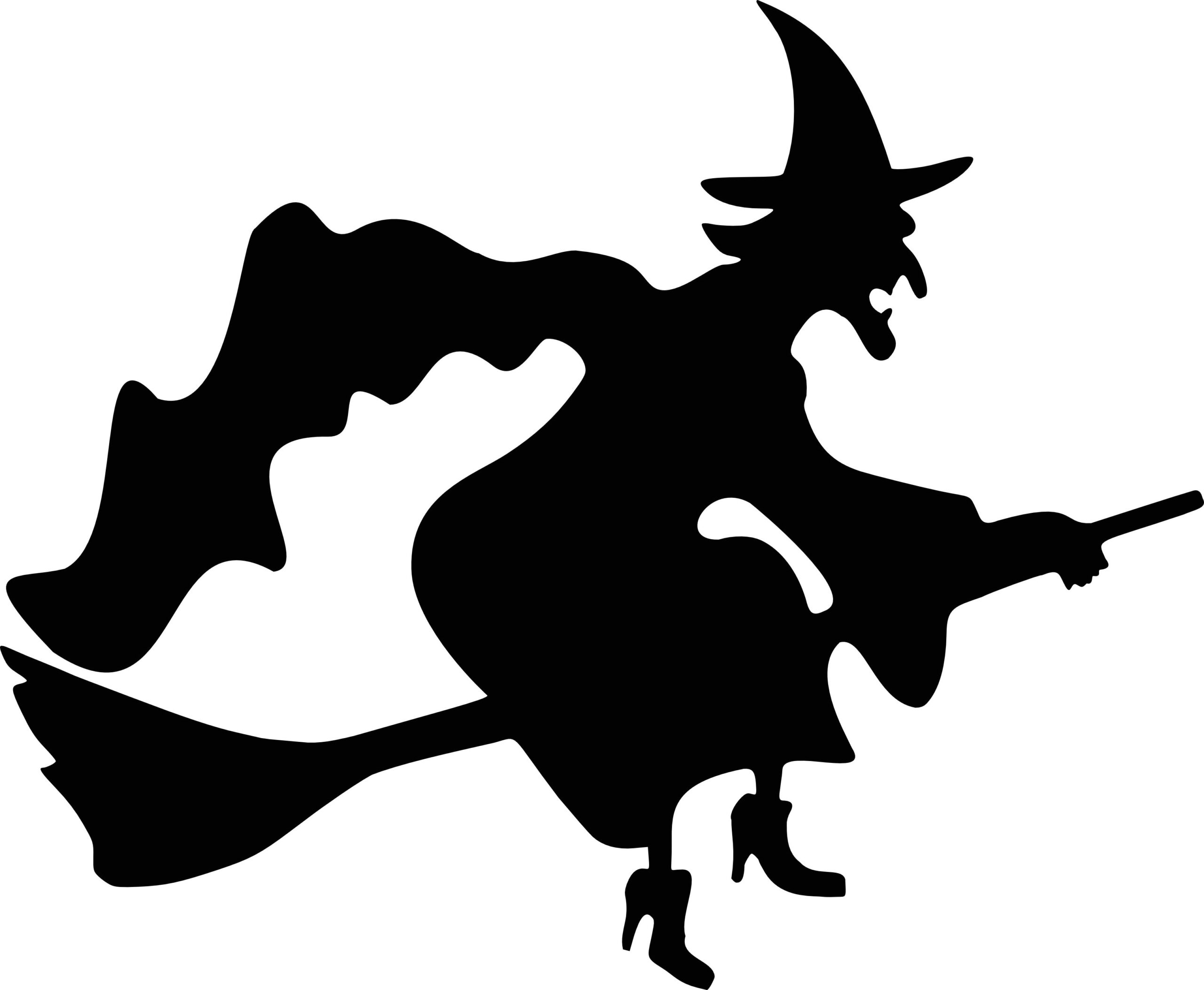 Witch Flying Silhouette - Free Halloween Vector Clipart throughout Free Halloween Silhouette Printables