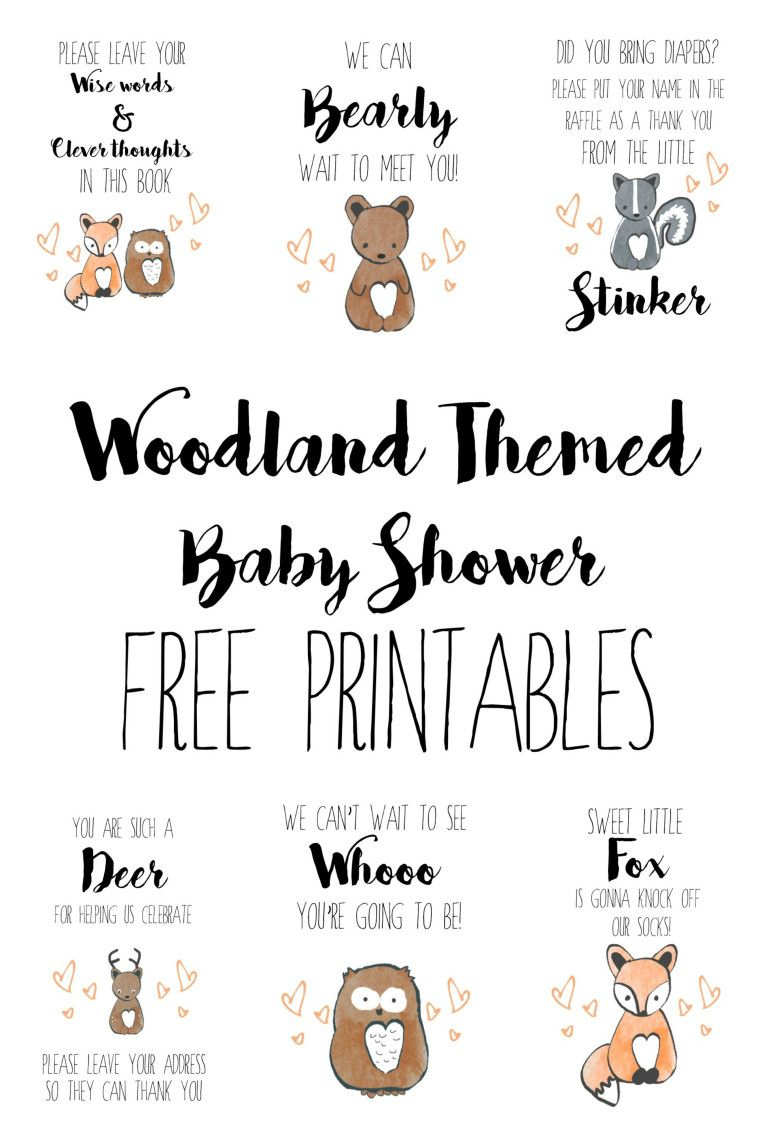 Woodland Baby Shower Free Printables | Baby Shower Printables in Free Woodland Baby Shower Printables