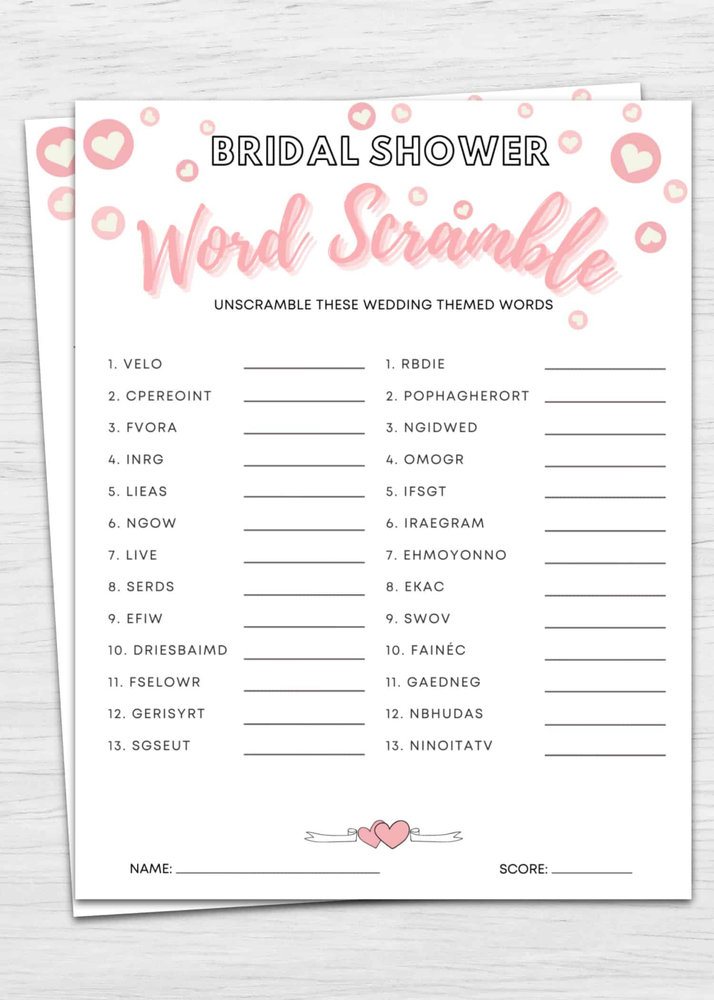 Word Scramble Printable Bridal Shower Game | Bridal Shower Games regarding Free Printable Bridal Shower Games Word Scramble