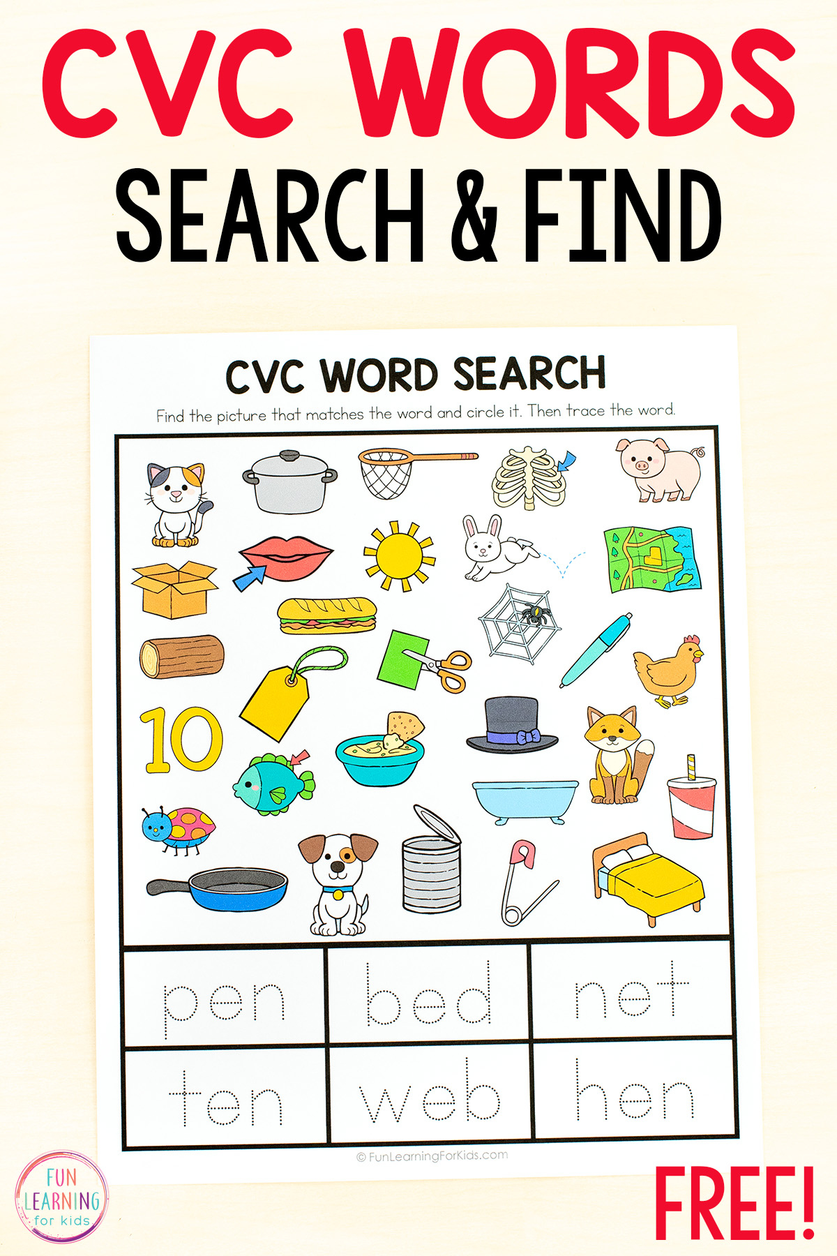 Word Search Cvc Worksheets Free Printable regarding Free Printable Cvc Worksheets