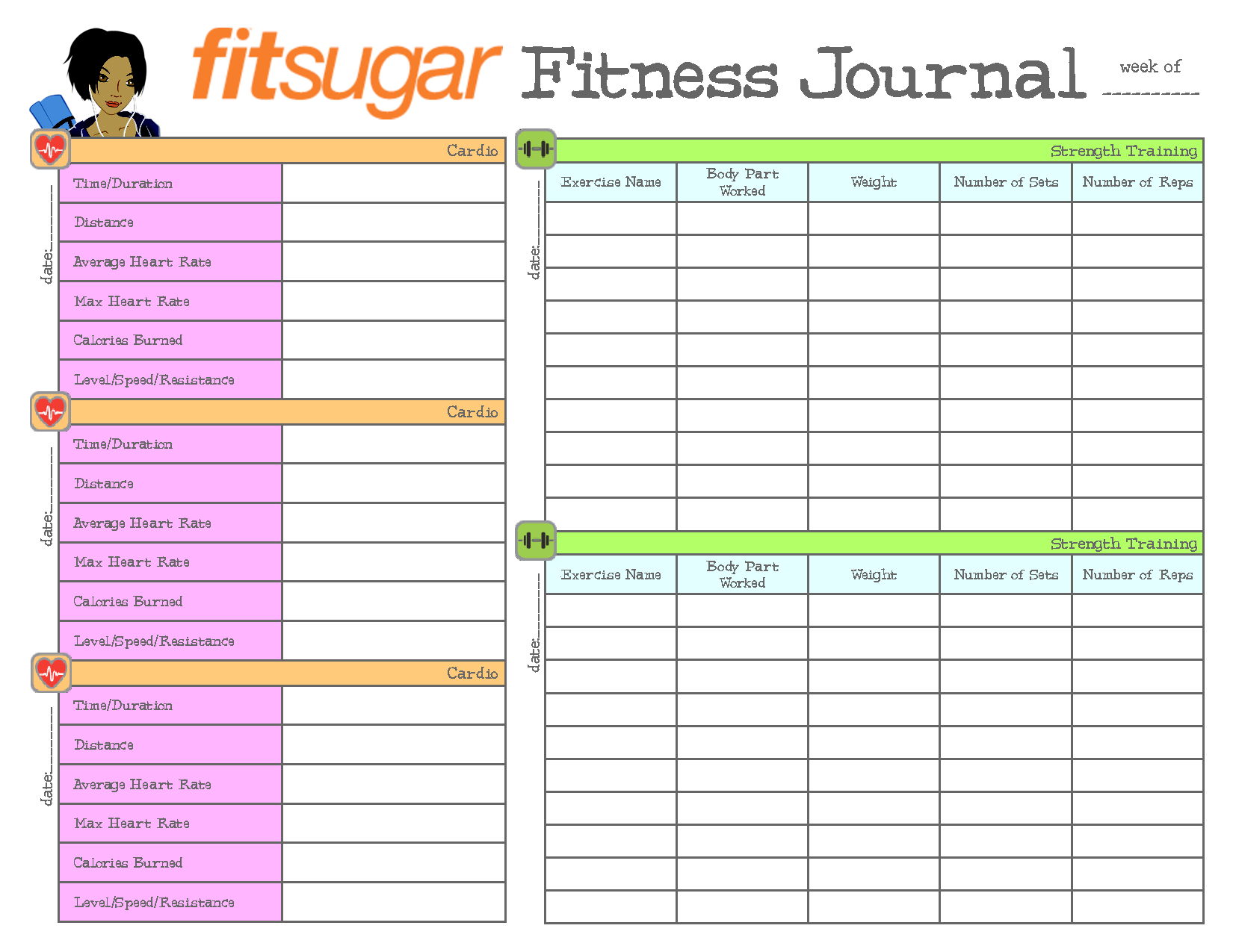 Workout Journal | Fitness Journal Printable, Workout Plan Template regarding Free Printable Workout Journal