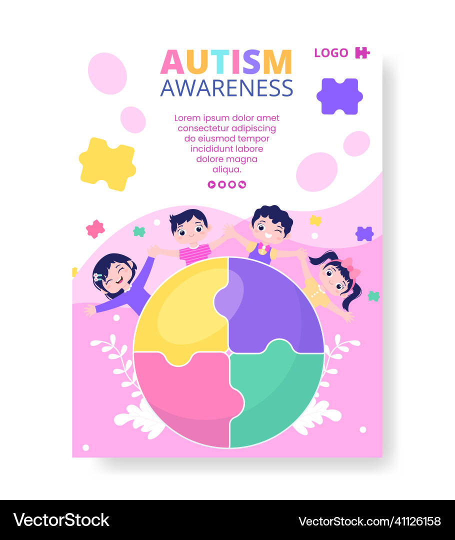 World Autism Awareness Day Poster Template Flat Vector Image in Free Printable Autism Awareness Posters