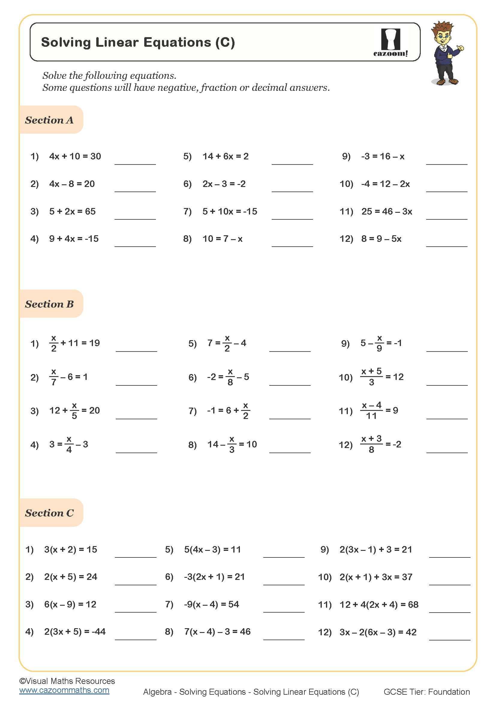 Year 8 Maths Worksheets | Free Printable Pdf Year 8 Worksheets with regard to Free Printable 8Th Grade Algebra Worksheets