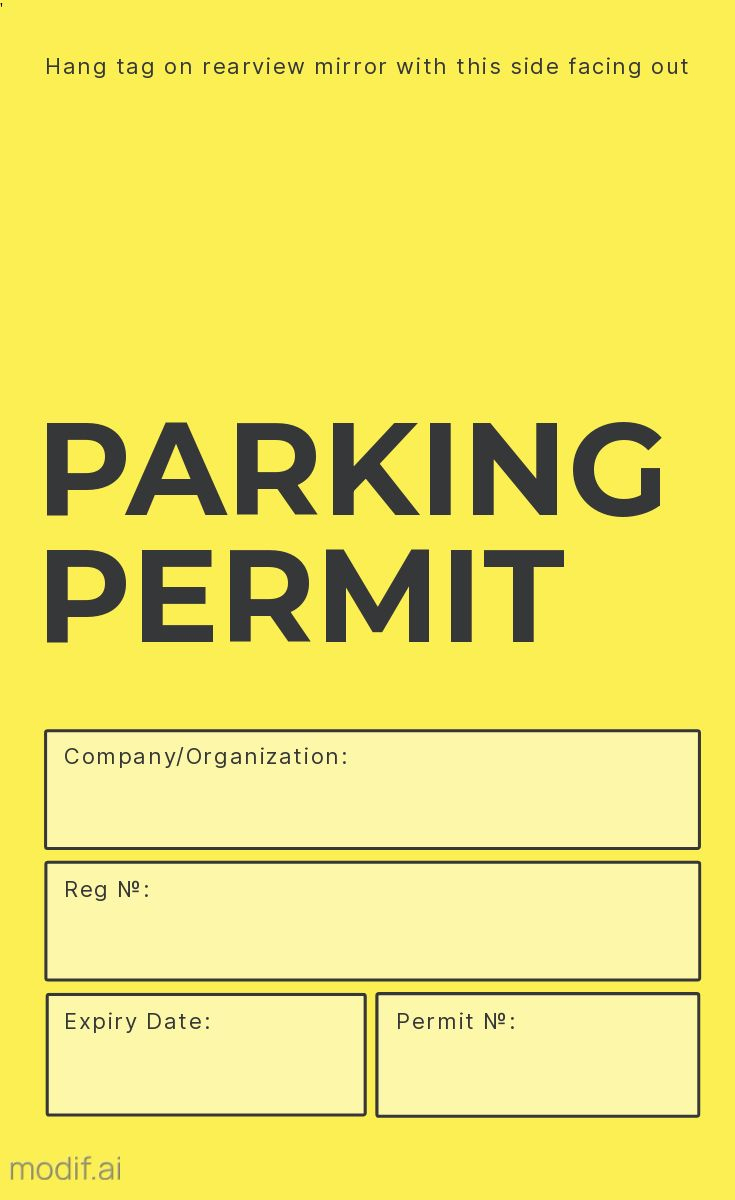 Yellow Parking Permit Design Template - Mediamodifier in Free Printable Parking Permits